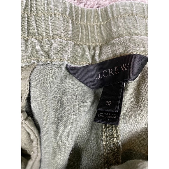 J Crew Pants Womens 10 Olive Woven Ankle Military Army Earthy Minimal Elastic - Picture 3 of 9